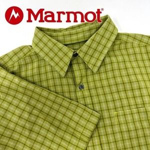 Marmot Waldron Hiking Travel Shirt Men's M Green Plaid Short Sleeve Button Up‎
